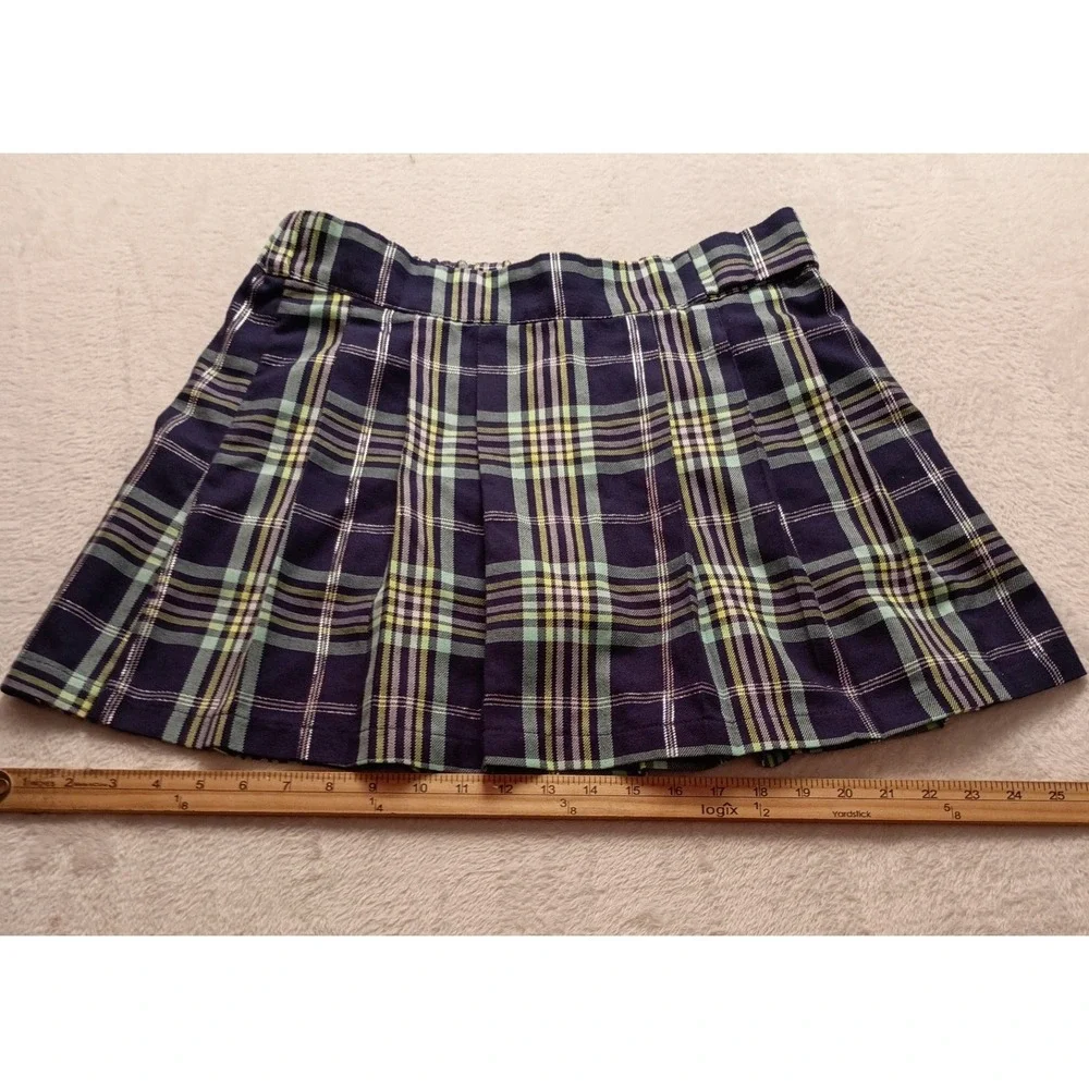 Justice Girls XL Plus Purple Green Plaid Pleated Skort Metallic Accents NWOT